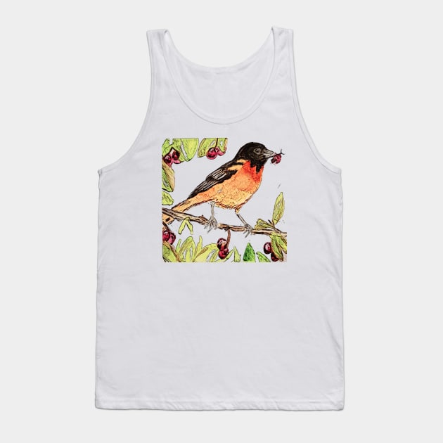 Baltimore Oriole, pretty bird eating cherries Tank Top by Walters Mom